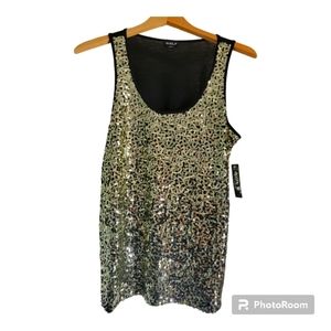 Allen B. Gold sequined dressy tank Top Women’s Size large NWT Party